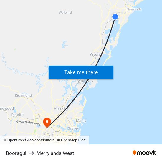 Booragul to Merrylands West map