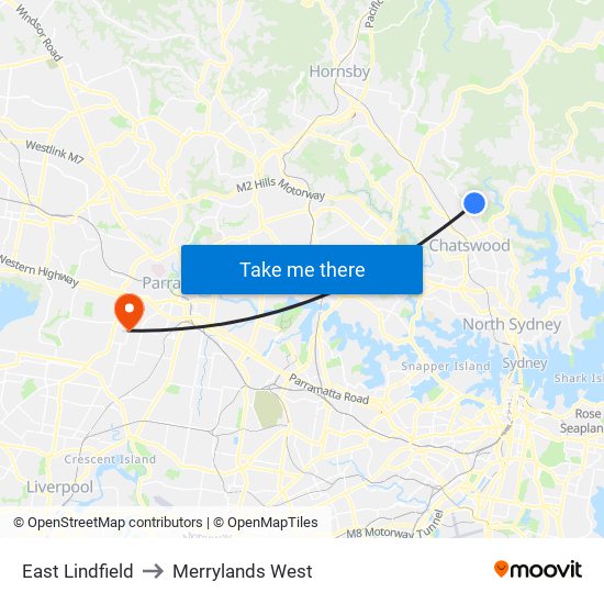 East Lindfield to Merrylands West map