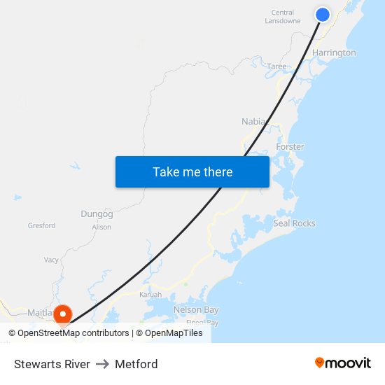 Stewarts River to Metford map