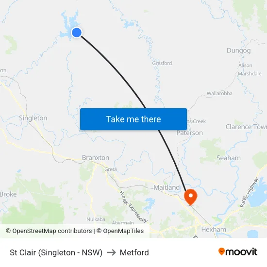 St Clair (Singleton - NSW) to Metford map