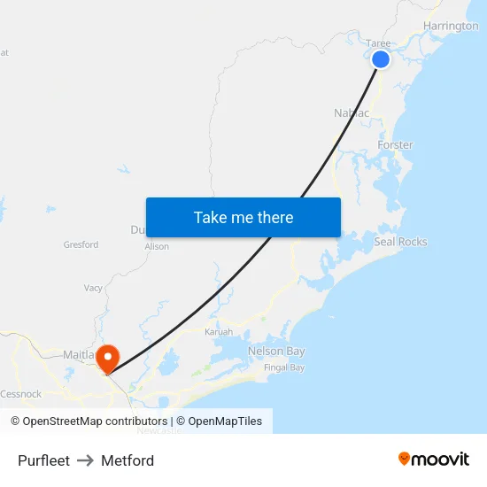 Purfleet to Metford map