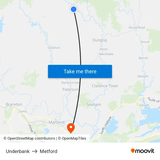 Underbank to Metford map