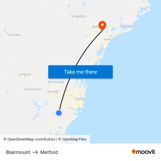 Blairmount to Metford map
