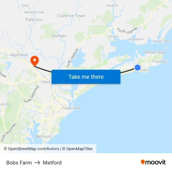 Bobs Farm to Metford map
