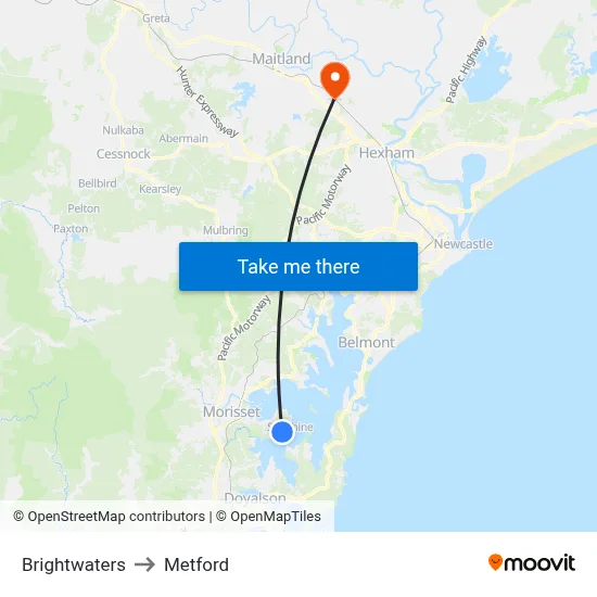 Brightwaters to Metford map