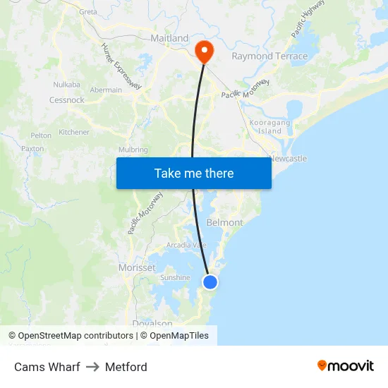Cams Wharf to Metford map