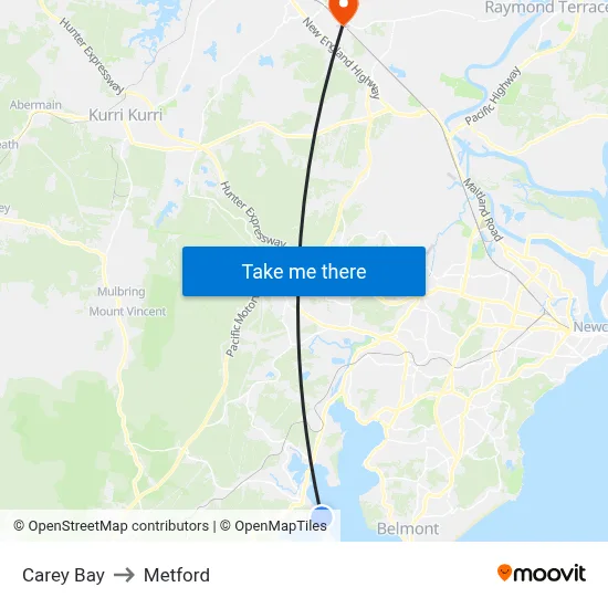Carey Bay to Metford map