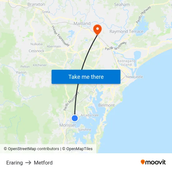 Eraring to Metford map