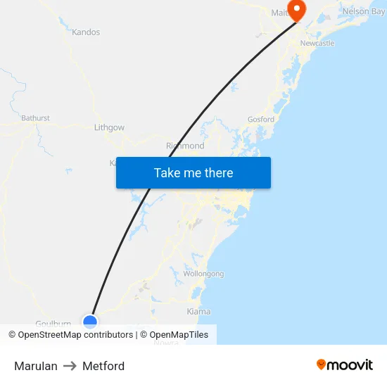 Marulan to Metford map