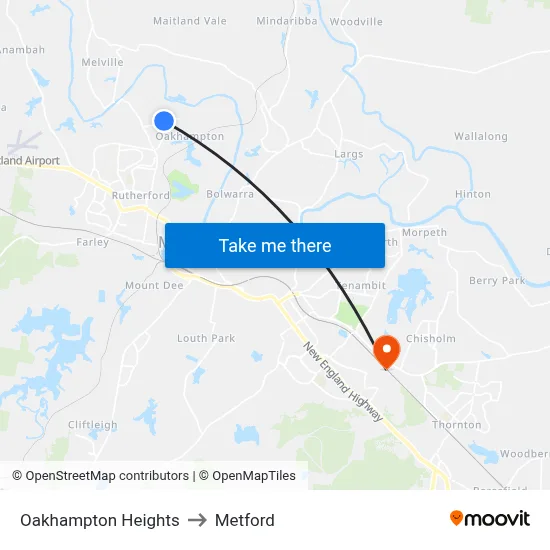 Oakhampton Heights to Metford map