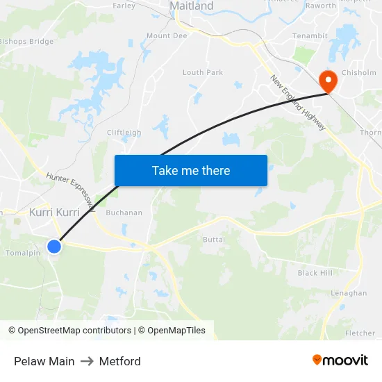 Pelaw Main to Metford map