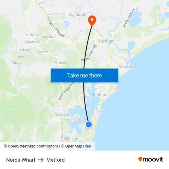 Nords Wharf to Metford map
