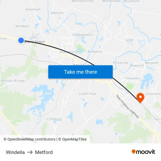 Windella to Metford map