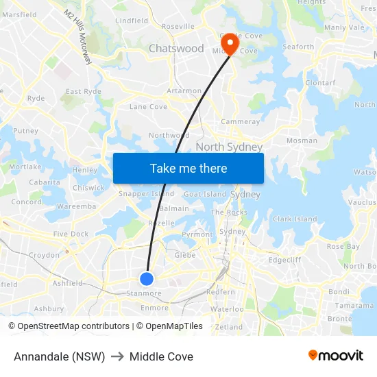 Annandale (NSW) to Middle Cove map