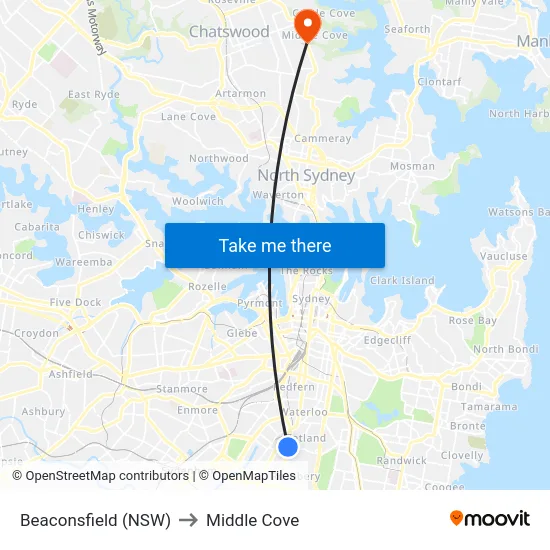 Beaconsfield (NSW) to Middle Cove map