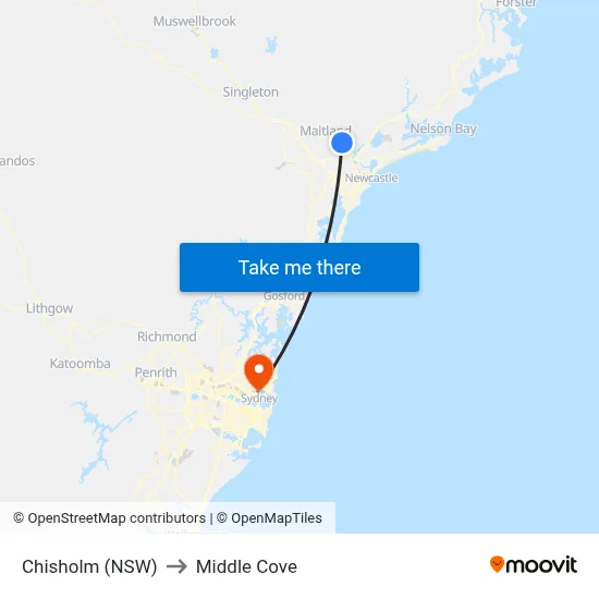 Chisholm (NSW) to Middle Cove map
