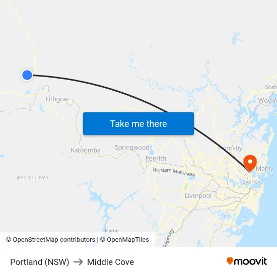 Portland (NSW) to Middle Cove map
