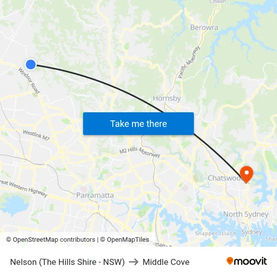 Nelson (The Hills Shire - NSW) to Middle Cove map