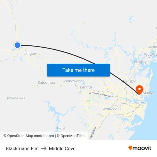 Blackmans Flat to Middle Cove map
