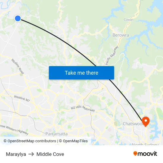 Maraylya to Middle Cove map