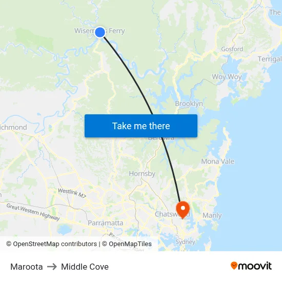 Maroota to Middle Cove map