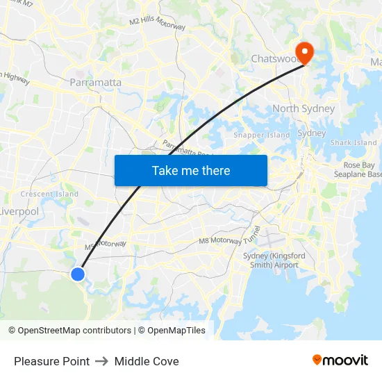 Pleasure Point to Middle Cove map