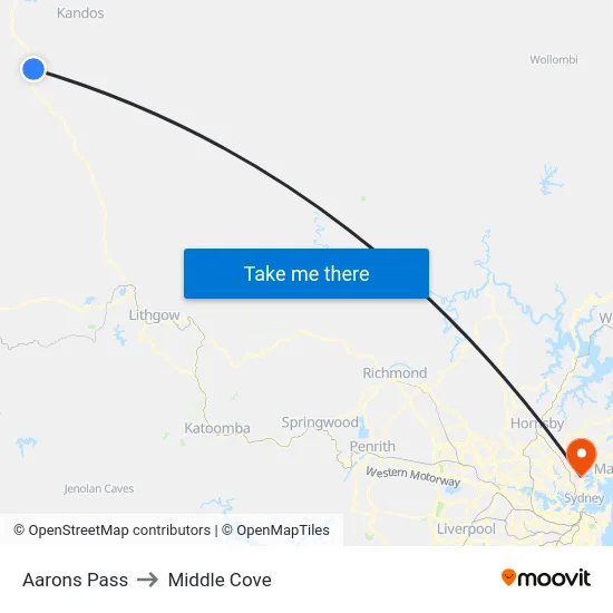 Aarons Pass to Middle Cove map