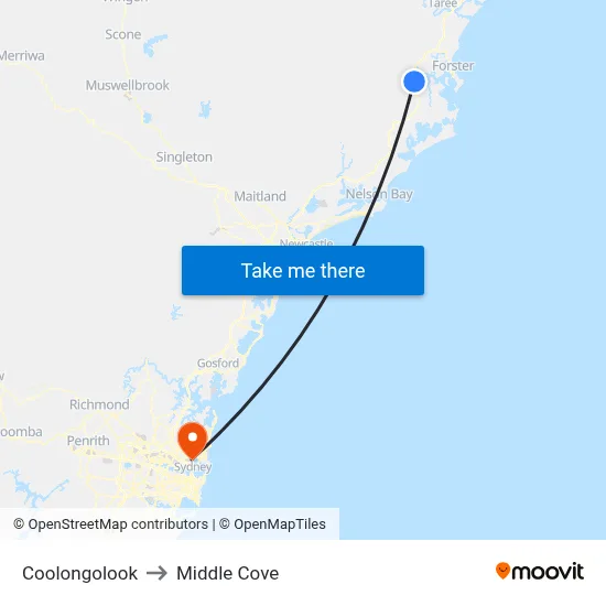 Coolongolook to Middle Cove map