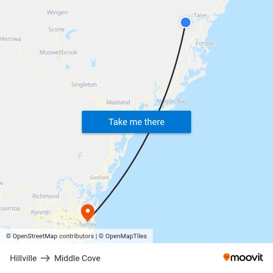 Hillville to Middle Cove map