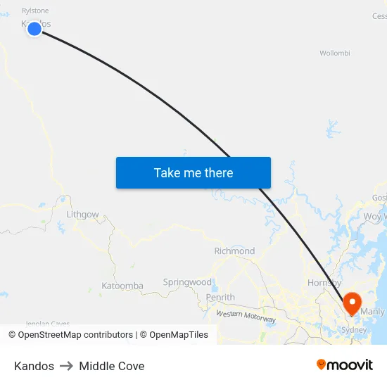 Kandos to Middle Cove map