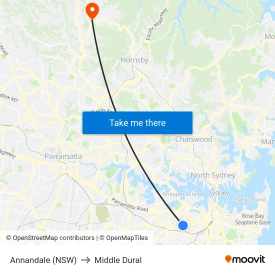 Annandale (NSW) to Middle Dural map