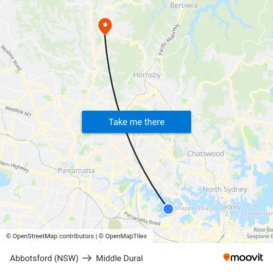 Abbotsford (NSW) to Middle Dural map