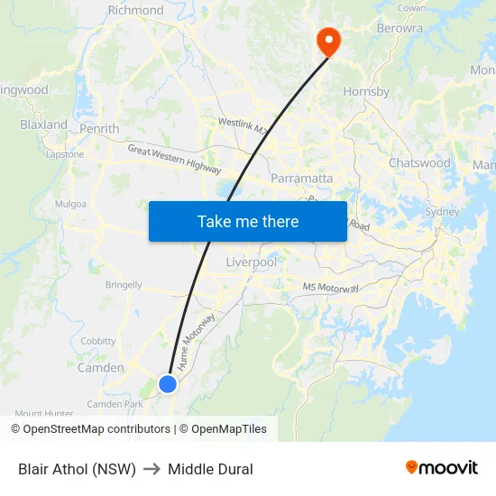Blair Athol (NSW) to Middle Dural map
