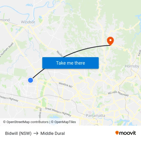 Bidwill (NSW) to Middle Dural map
