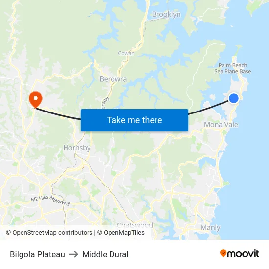 Bilgola Plateau to Middle Dural map
