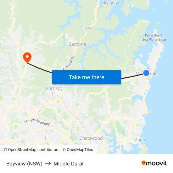 Bayview (NSW) to Middle Dural map