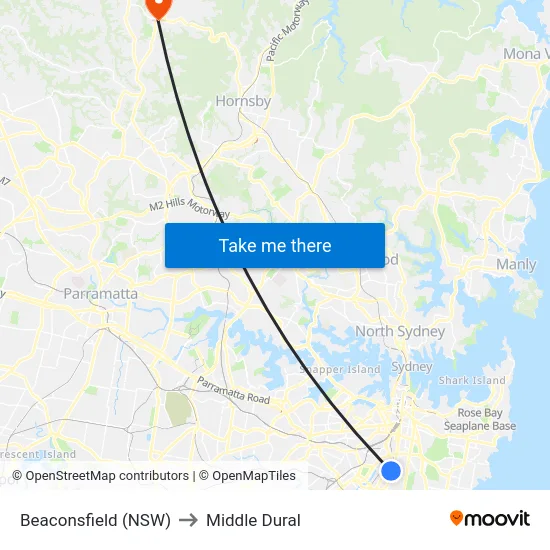 Beaconsfield (NSW) to Middle Dural map