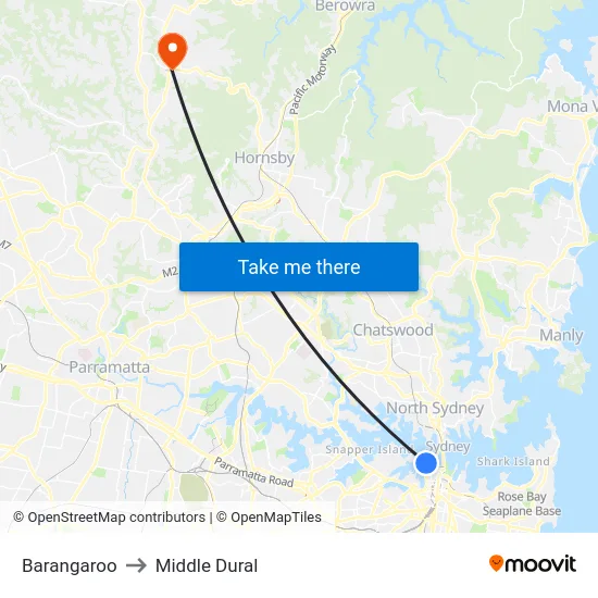 Barangaroo to Middle Dural map
