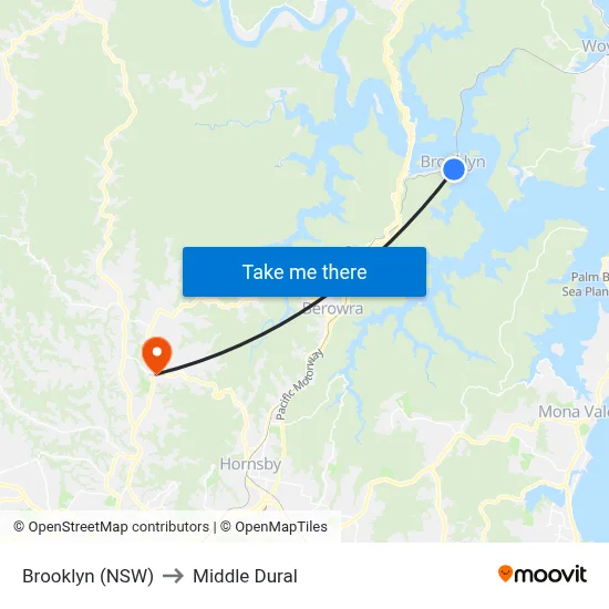 Brooklyn (NSW) to Middle Dural map