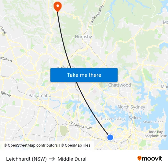 Leichhardt (NSW) to Middle Dural map