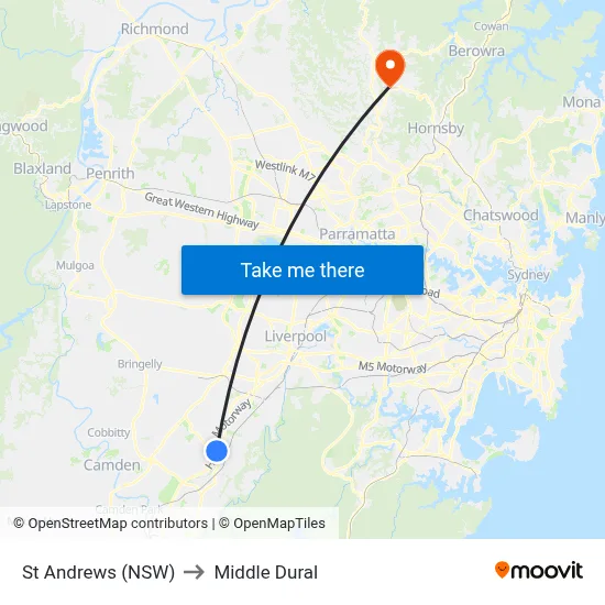 St Andrews (NSW) to Middle Dural map