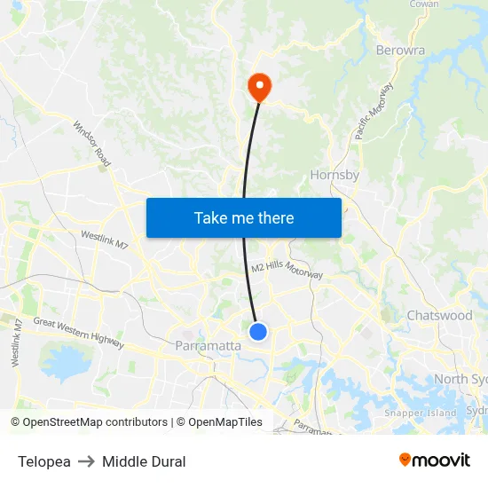 Telopea to Middle Dural map