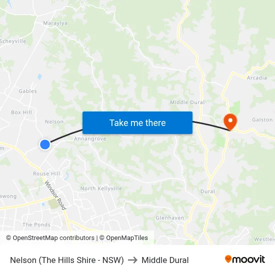 Nelson (The Hills Shire - NSW) to Middle Dural map