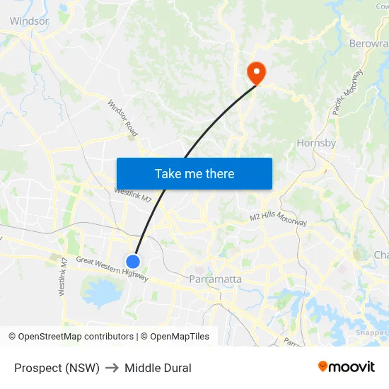 Prospect (NSW) to Middle Dural map