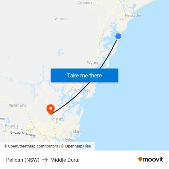 Pelican (NSW) to Middle Dural map