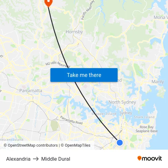 Alexandria to Middle Dural map