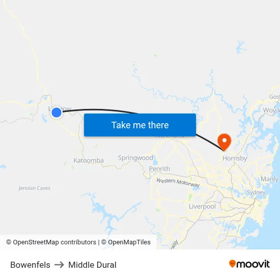 Bowenfels to Middle Dural map
