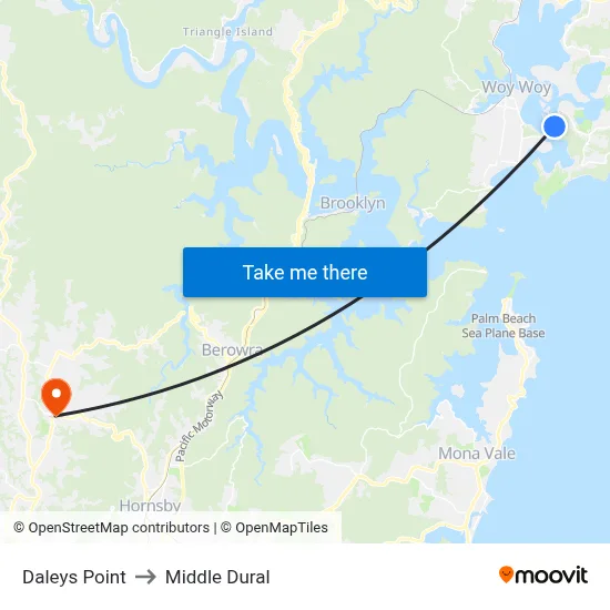 Daleys Point to Middle Dural map