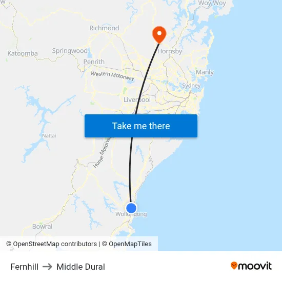 Fernhill to Middle Dural map