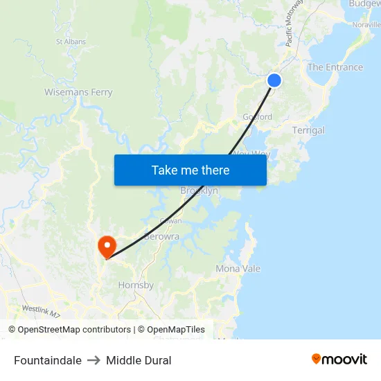 Fountaindale to Middle Dural map